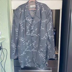 EUC Escada 2pc skirt suit sz 46 gray embroidered